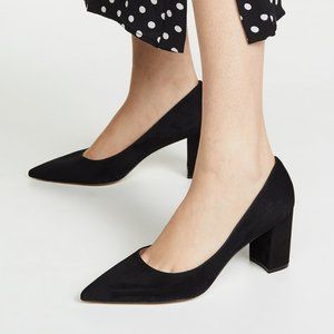 STUART WEITZMAN LANEY POINTED TOE PUMP BLOCK SUEDE BLACK 6 (D5)